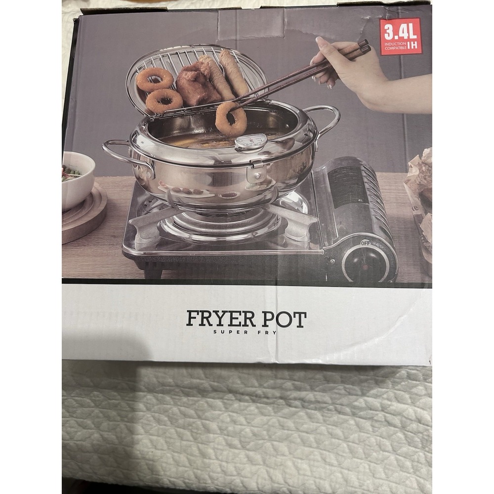 Japanese Deep Frying Pot Tempura Fryer Pan Temperature Control Stainless